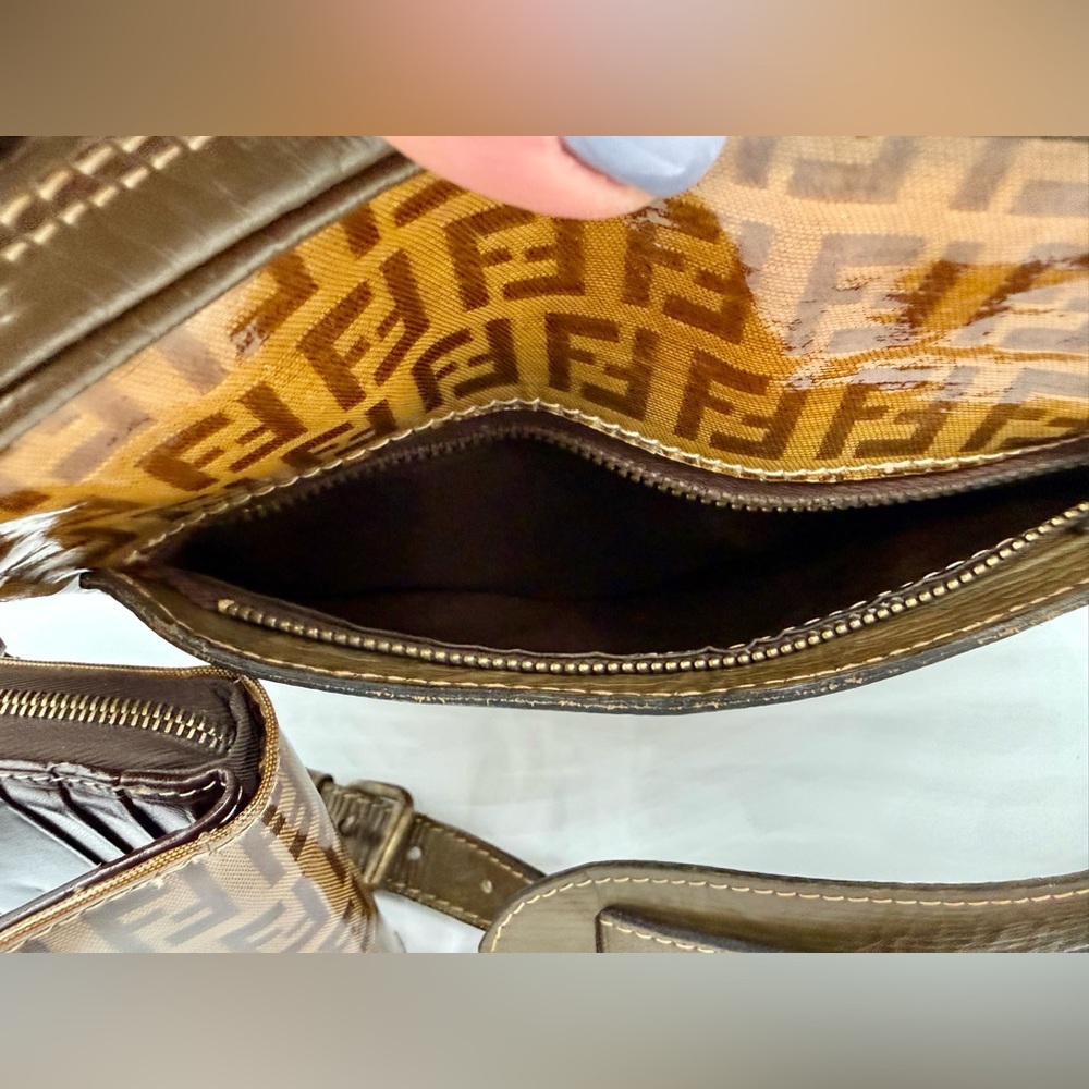 RARE SET: Fendi Zucchino coated canvas PVC compact bi-fold + crossbody bag - Picture 4 of 12